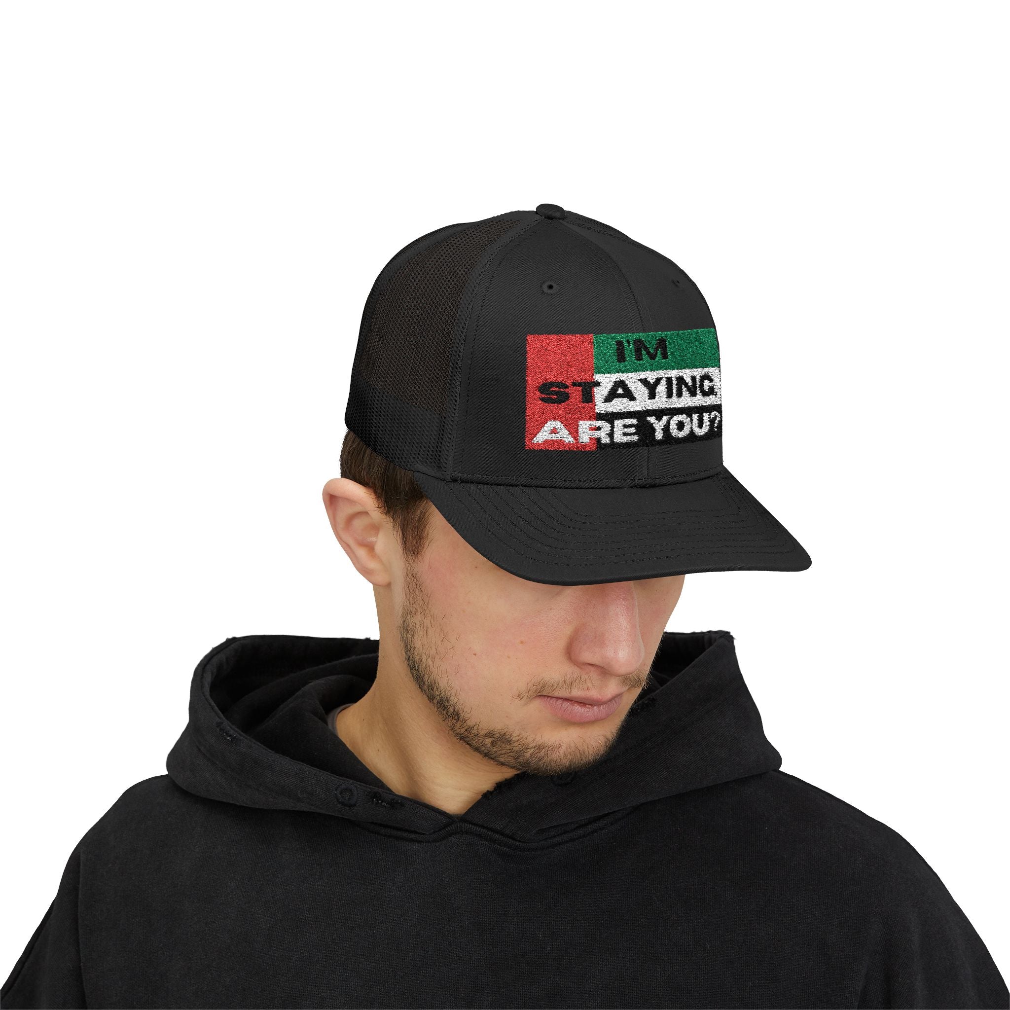 Trust in UAE trucker cap black